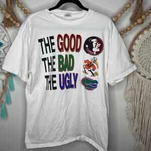 Vintage Ruff Shirts Seminoles Miami Gators Single Stitch Graphic T Large
